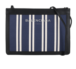 Stripe Pochette Crossbody,Canvas,Blue,3399374261B528147,2*